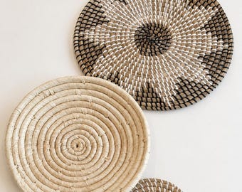 Basket Wall Decor Set of 4 | Woven Wall Baskets | Coastal Wall Decor | Organic Modern Home Decor | Handmade Seagrass Wall Art