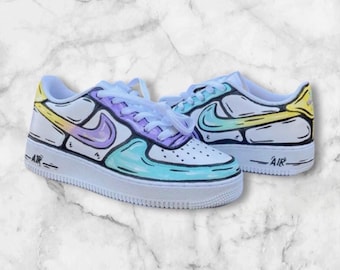 Nike Air Force One AF1 Purple Teal Yellow Kids Children Adult Shoes