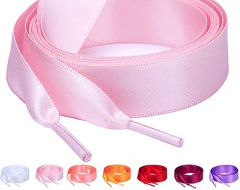 Cordones de cinta de satén de 1,9 cm (3/4") - 139 cm (55") - Cordones de cinta de lujo para zapatillas - Cordones de repuesto para Nike Air Force 1 - Mejora de zapatillas personalizadas