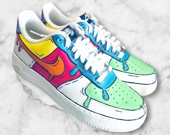 Custom Multicolor Drip Nike Air Force 1 | Hand-Painted Rainbow AF1 Shoes | Unique Colorful Drip Sneakers | Personalized Air Force Ones