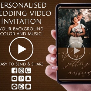 Hochzeitsvideoeinladung, Hochzeitsanimationskarte, digitale elektronische Textnachricht, benutzerdefinierte Hochzeitseinladung, personalisierte Video Evite