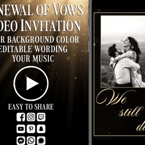 Invitación en video de renovación de votos de boda, todavía lo hacemos, tarjeta animada de boda, invitación digital personalizada sin papel, video personalizado Evite