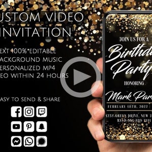 Adult Video Invitation, Animated Birthday Party Invite, Any Event Personalized Invitation, Electronic Birthday Evite, Animated Card