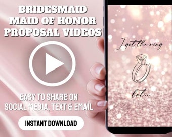 Bridesmaid Proposal Video, Will You Be My Bridesmaid/Maid of Honor, Digital Electronic Invitation, Animated Video Text, Instant download