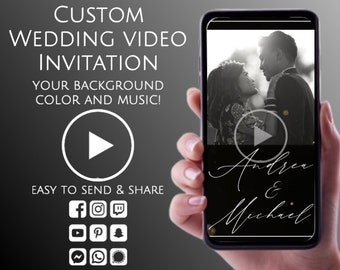 Wedding Video Invitation, Wedding Animated Card, Digital Electronic Text Message, Custom Wedding Invite, Personalized Video Evite