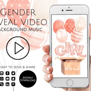 Gender Reveal-video It's a Girl! Kaart digitale zwangerschapsaankondiging Video voor sociale media, babyaankondiging direct downloaden