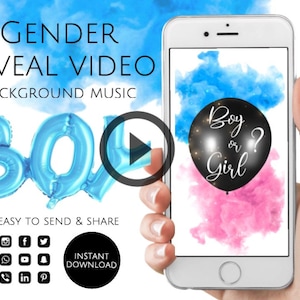 Gender Reveal Video It&#39;s a Boy! Video Card Digital Pregnancy Announcement Video For Social Media | Instant download