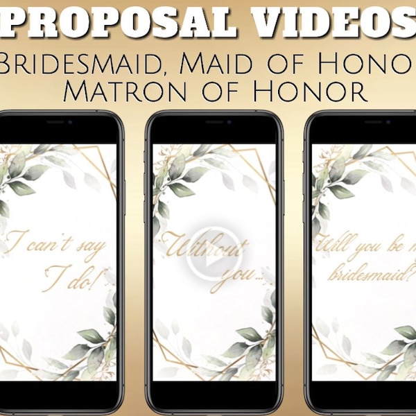 Bridesmaid Proposal Video Card, Maid of Honor, Matron of Honor, Will you be my Bridesmaid, Animated Video Text, Instant Download