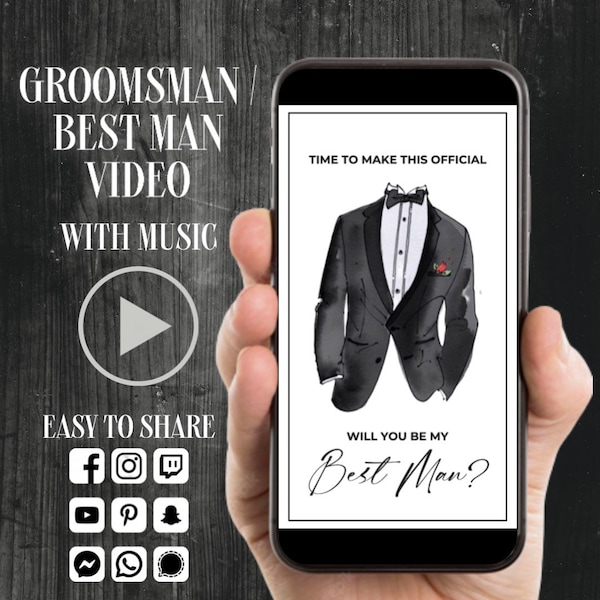 Groomsman Proposal Video, Will you be my Groomsman/Best Man, Digital Animated Groomsmen Proposal, Funny Groomsman / Best Man Electronic Card
