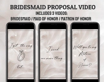 Bridesmaid Proposal Video, Will You Be My Bridesmaid/Maid of Honor/Matron of Honor, Digital Electronic Animated Video Text, Instant download