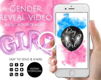 Gender Reveal Video It's a Girl! Card Digital Pregnancy Announcement Video For Social Media, Baby Announcement Instant download