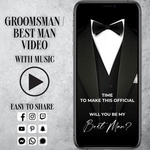 Groomsman Proposal Video, Will you be my Groomsman/Best Man, Digital Animated Groomsmen Proposal, Funny Groomsman / Best Man Electronic Card image 1