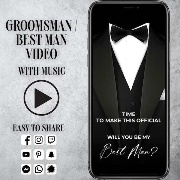 Groomsman Proposal Video, Will you be my Groomsman/Best Man, Digital Animated Groomsmen Proposal, Funny Groomsman / Best Man Electronic Card