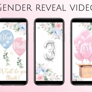 Vídeo de revelación de género ¡Es una niña! Tarjeta de anuncio de embarazo digital Vídeo para redes sociales, anuncio de bebé Descarga instantánea