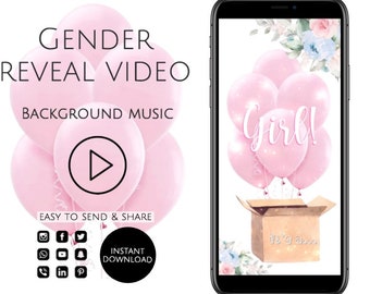 Vidéo révélatrice de genre C'est une fille ! Carte vidéo numérique pour faire-part de grossesse pour les réseaux sociaux, faire-part de bébé à téléchargement immédiat