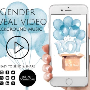 C'est un garçon en vidéo ! Vidéo numérique d'annonce de grossesse sur carte graphique pour les réseaux sociaux | Téléchargement instantané