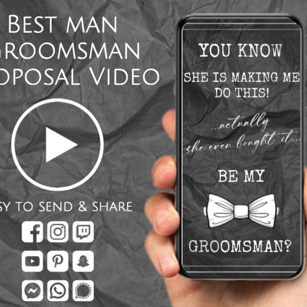 Groomsman Proposal Video, Will you be my Groomsman/Best Man, Digital Animated Groomsmen Proposal, Funny Groomsman / Best Man Electronic Card