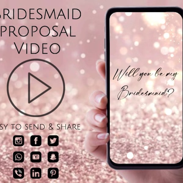 Bridesmaid Proposal Video, Will You Be My Bridesmaid / Maid of Honor / Matron of Honor, Digital Animated Video Text, Instant download