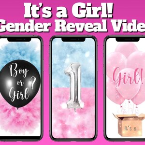 Gender Reveal Video Es ist ein Mädchen! Karte Digitale Schwangerschaft Ankündigung Video für Social Media, Baby Ankündigung Sofort download