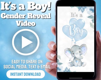 It's a Boy! Gender Reveal Video Card Digital Pregnancy Announcement Video For Social Media | Instant download