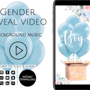 C'est un garçon en vidéo ! Vidéo numérique d'annonce de grossesse sur carte graphique pour les réseaux sociaux | Téléchargement instantané