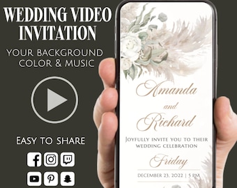 Invitation vidéo de mariage, carte animée de mariage, message texte électronique numérique, invitation de mariage personnalisée, invitation vidéo personnalisée