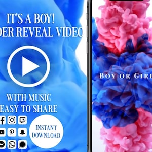 Video de revelación de género: ¡Es niño! Video de anuncio de embarazo digital para redes sociales / Descarga instantánea