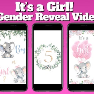 C'est une fille en vidéo ! Carte vidéo numérique de faire-part de grossesse pour les médias sociaux, faire-part de bébé à téléchargement immédiat