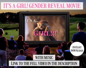 It’s a Girl! Gender Reveal Video Announcement Movie for TV Projection, Boy or Girl, Birth Baby Shower, Pregnancy Maternity, Instant Download