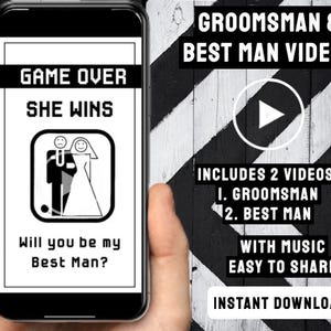 Vidéo de proposition amusante du meilleur homme, Will you be my Groomsman/Best Man, Animation numérique, proposition de garçon d'honneur, carte électronique de garçon d'honneur