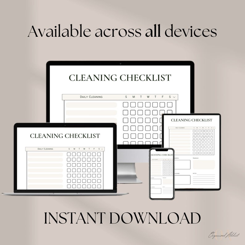 Editable Cleaning Checklist Printable Weekly, Monthly, Yearly Cleaning