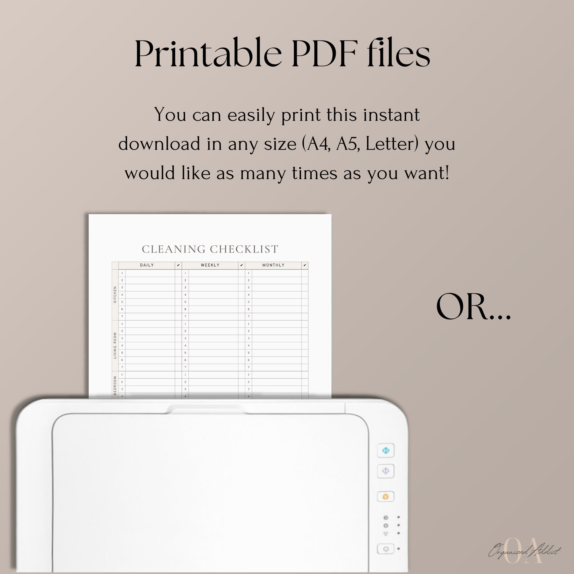 Editable Cleaning Checklist Printable Weekly, Monthly, Yearly Cleaning ...
