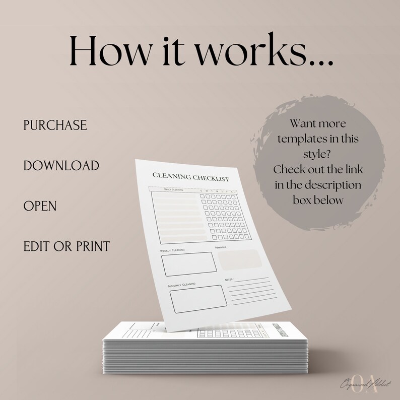 Editable Cleaning Checklist Printable Weekly, Monthly, Yearly Cleaning ...