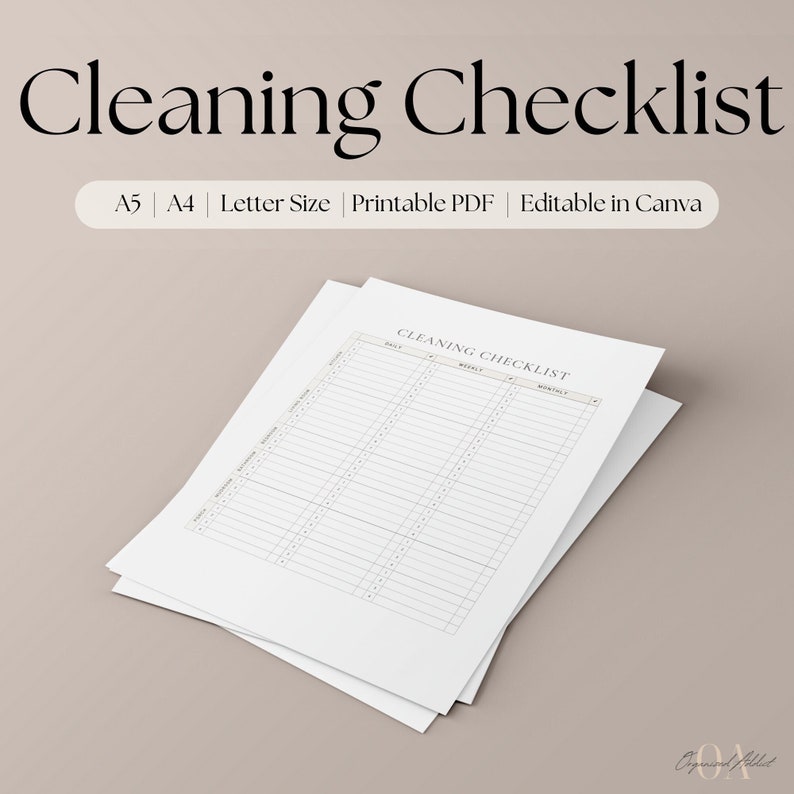 Editable Cleaning Checklist Printable Weekly Monthly - Etsy Canada