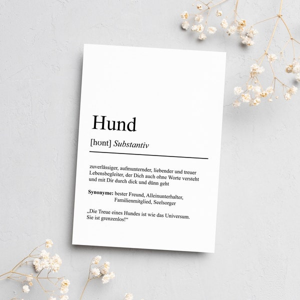 Hund Definition Karte Geschenk Hundebesitzer Karte Geburtstag Hundeliebhaber Haustier Geschenkkarte für Hundebesitzer Hund Postkarte