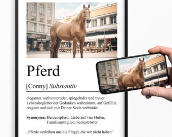 Pferd Definition Poster personalisierbar mit Foto Pferdeposter Geschenk Pferdebesitzer Einzug Geschenk Pferdeliebhaber Haustier Portrait