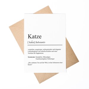 Katze Definition Karte Geschenk Katzenbesitzer Karte Geburtstag Katzenliebhaber Haustier Geschenkkarte für Katzenbesitzer Katze Postkarte