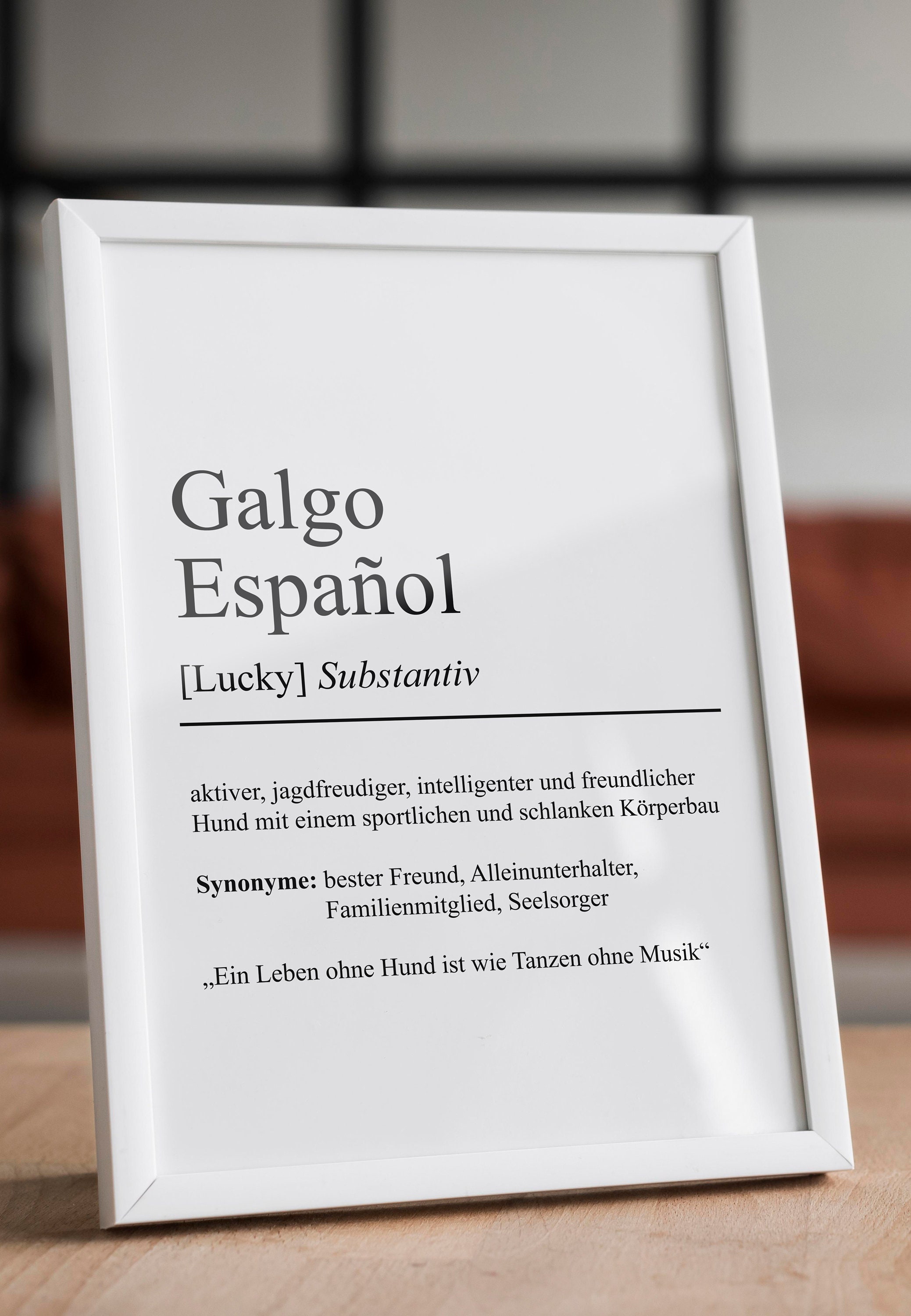 Galgo Español Dog Breeds Definition Poster Personalizable Minimalist