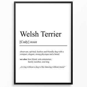 Welsh Terrier Definition Poster | Minimalist Design | Personalizable Gift Birthday | Dog Owner Dog Lover