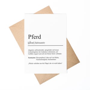 Pferd Definition Karte Geschenk Pferdebesitzer Karte Geburtstag Pferdeliebhaber Haustier Geschenkkarte für Reiter Postkarte Pferd