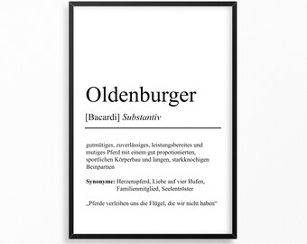 Oldenburger Pferd Rasse Definition Poster personalisierbar Pferd Poster Geschenk Pferdeliebhaber Poster Reiter Geschenk Einzug Pferdeliebe