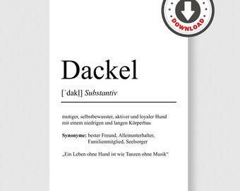 Dackel Definition Poster Hunde Rasse Poster Last Minute Geschenk Hundebesitzer Einzug Geburtstag Geschenk Last Minute
