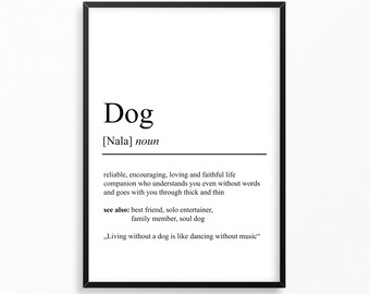 Dog Definition Poster Dog Owner Gift Birthday Poster Dog Breed Gift Move In