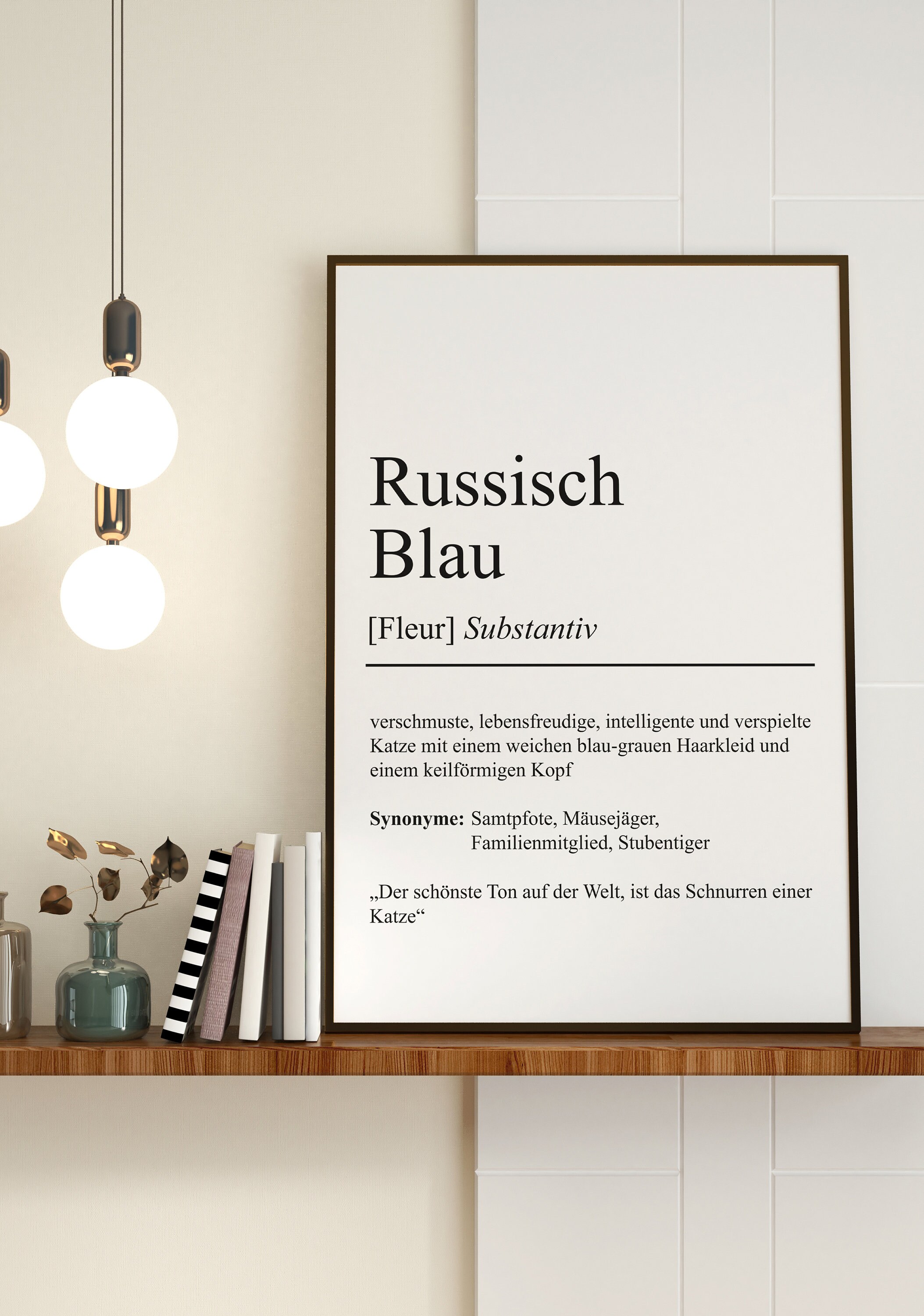 Russian Blue Cat Breed Definition Poster Personalized Minimalist Wall