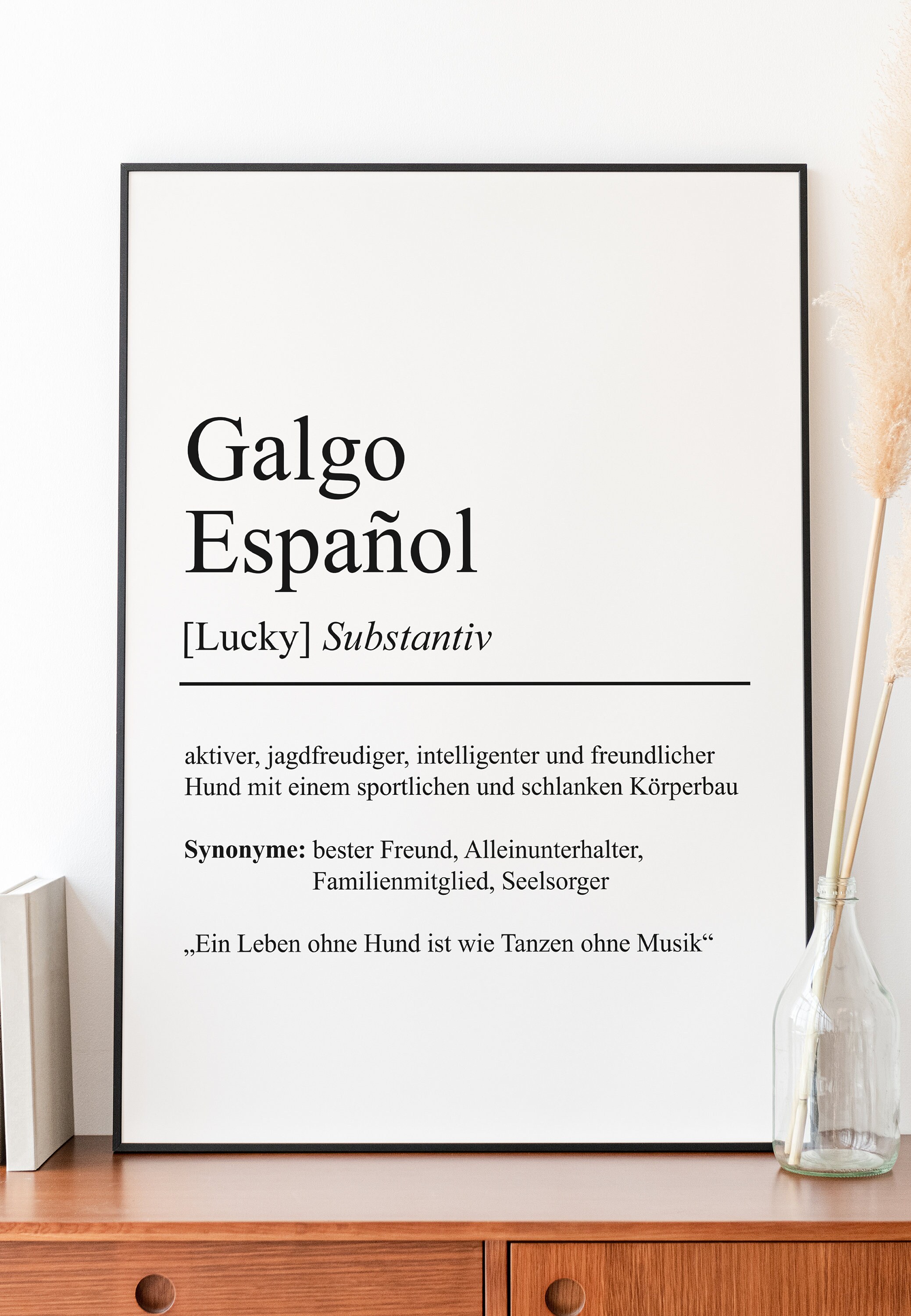 Galgo Español Dog Breeds Definition Poster Personalizable Minimalist