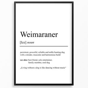 Weimaraner Definition Poster | Minimalist Design | Personalizable Gift Birthday | Dog Owner Dog Lover