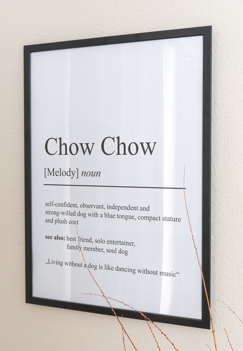 Chow Chow Definition Poster Minimalist Design Personalizable Gift