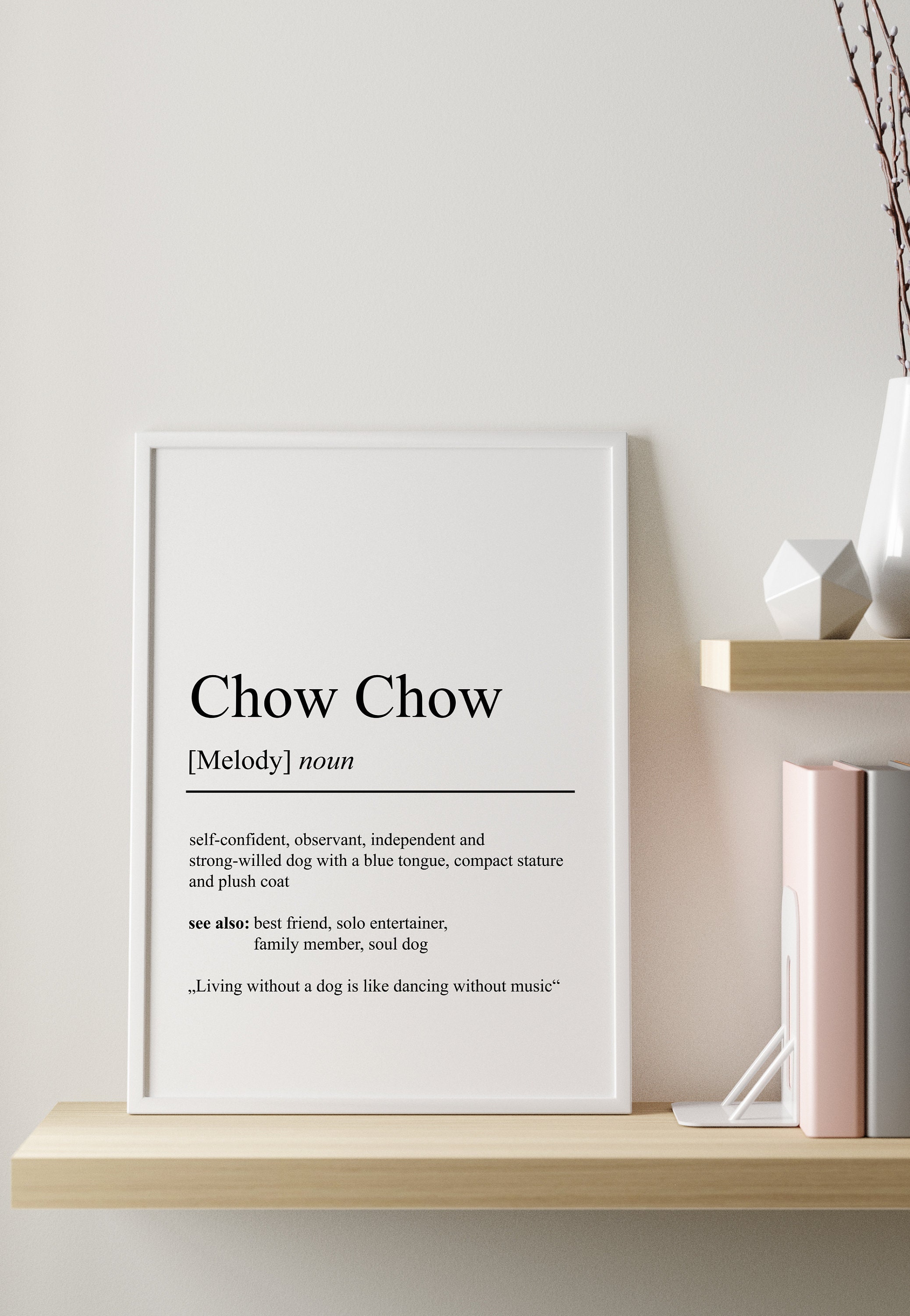 Chow Chow Definition Poster Minimalist Design Personalizable Gift