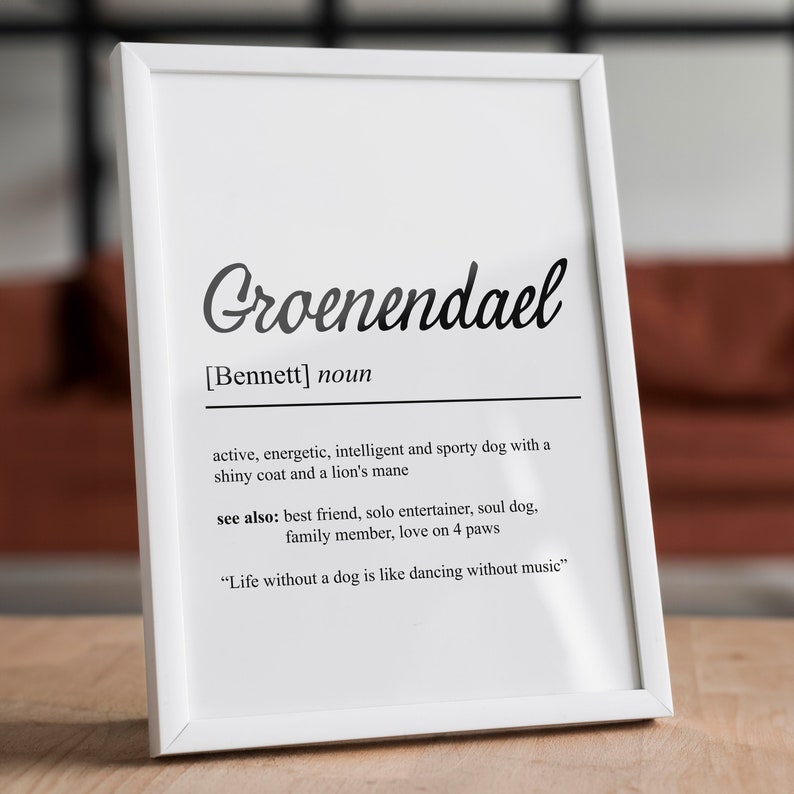 Groenendael Definition Poster Personalizable Dog Breed Poster Gift Dog