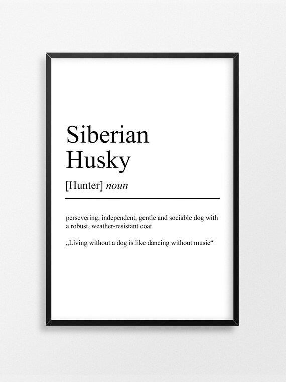 Siberian Husky Definition Poster Minimalist Design Etsy